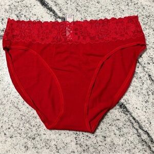 NWT Victoria’s Secret Red Stretch Modal Cotton lace High Leg Brief Panties VS XL